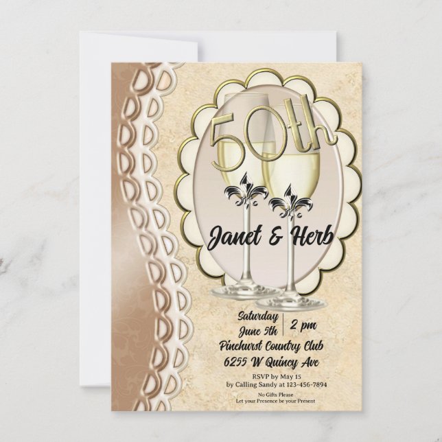 Invitation à l'anniversaire de mariage de 50 ans (Devant)