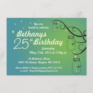 Invitation à l'anniversaire de Mason Jar en vert e