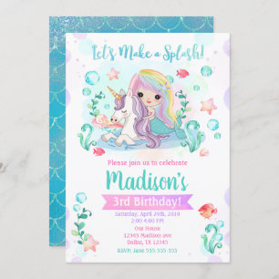 Invitation à l'anniversaire de Mermaid / Mermaid &