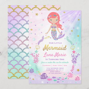Invitation à l'anniversaire de Mermaid sous le Sea
