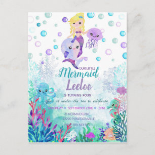 Invitation à l'anniversaire de Mermaid Under the s