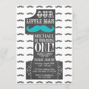 Invitation à l'anniversaire de Mustache avec envel
