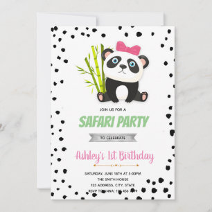 Invitation à l'anniversaire de Panda rose