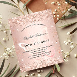 Invitation à l'anniversaire de papillon<br><div class="desc">Pour une soirée d'anniversaire élégante de 50ème (ou tout âge). Un arrière - plan rose en or. Décoré de confettis d'or rose et d'un grand papillon. Personnalisez et ajoutez un nom et des détails du parti. Le nom est écrit avec un script de style manuscrit</div>