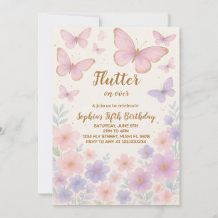 Invitation à l'anniversaire de papillon modifiable