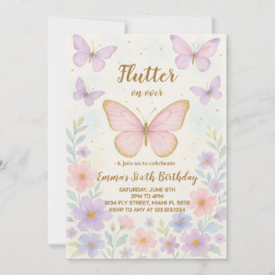 Invitation à l'anniversaire de papillon modifiable
