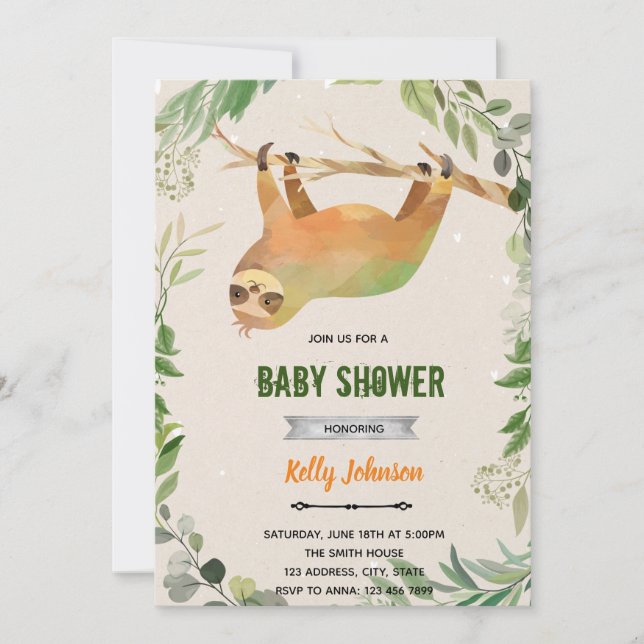 Invitation à l'anniversaire de paresse verte (Devant)