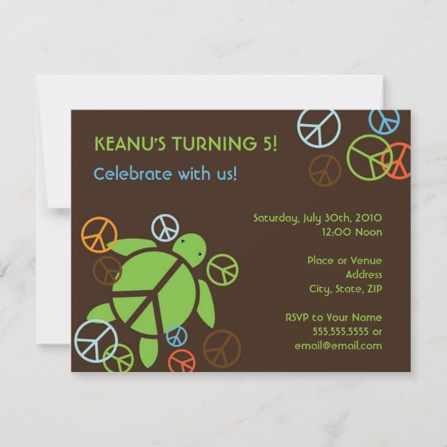 Invitation à l'anniversaire de Peace Honu (Devant)