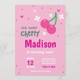 Invitation à l'anniversaire de Pink Cherry