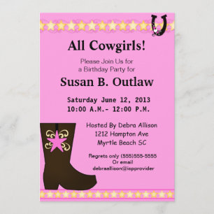 Invitation à l'anniversaire de Pink Cowgirl