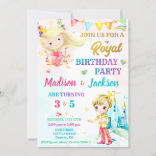 Invitation à l'anniversaire de princesse et de pri