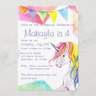 Invitation à l'anniversaire de Rainbow Unicorn