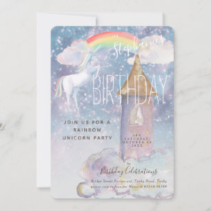 Invitation à l'anniversaire de Rainbow Unicorn