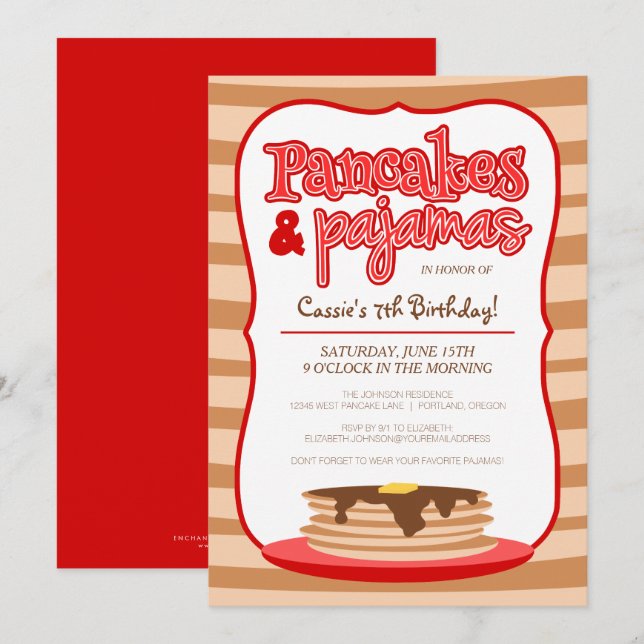 Invitation à l'anniversaire de Red Pancakes et Paj (Devant / Derrière)