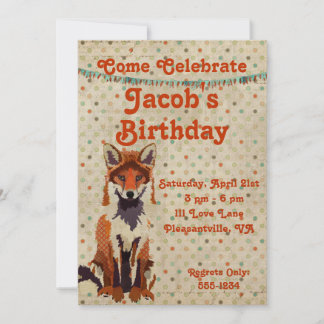 Invitation à l'anniversaire de Retro Red Fox