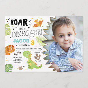Invitation à l'anniversaire de Roar Dinosaur Dino