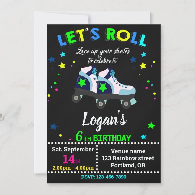 Invitation à l'anniversaire de Roller garçon Invit (Devant)