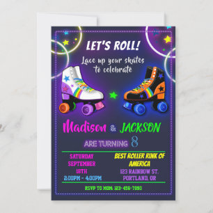 Invitation à l'anniversaire de Roller pour garçon 