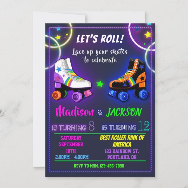 Invitation à l'anniversaire de Roller pour garçon  (Devant)