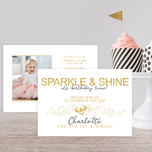 Invitation à l'anniversaire de Sparkel and Shine G (Gem Birthday Party Invitation)