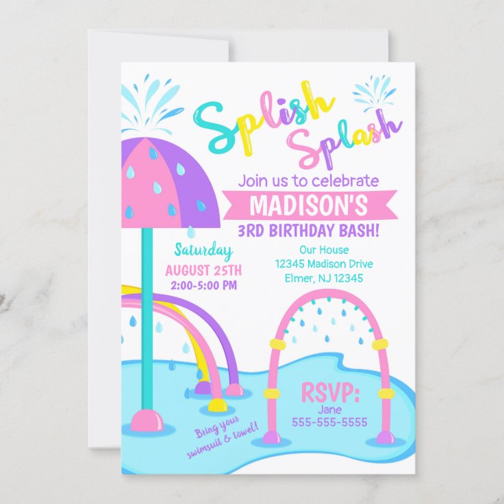 Invitation A L Anniversaire De Splash Pad Parc A Zazzle Fr