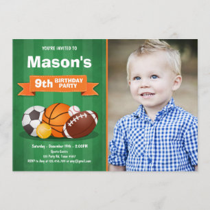 Invitation à l'anniversaire de sport Garçons de fê
