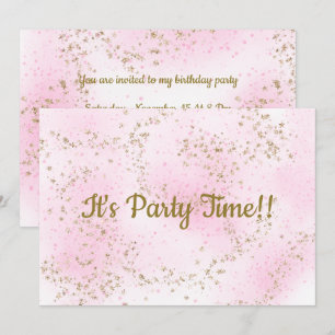 Invitation à l'anniversaire de Sprinkle Pink Stars