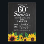 Invitation à l'anniversaire de Sunflower Surprise<br><div class="desc">Sunflower Surprise Invitation 60e anniversaire. Fleurs florales et Arrière - plan en damier. Country Vintage Retro. Les femmes, anniversaire. 12e 13e 15e 16e 18e 20e 21e 30e 40e 60e 70e 80e 90e 100e, tous âges. Numérique imprimable.Pour plus de personnalisation, cliquez sur le bouton "Customiser" et utilisez notre outil de conception...</div>