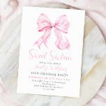 Invitation à l'anniversaire de Sweet sixteen de Bo<br><div class="desc">Pink Bow Sweet sixteen Anniversaire Invitation pour un arc moderne esthétique 16e anniversaire célébration</div>