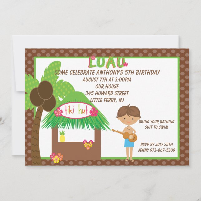 Invitation à l'anniversaire de Tiki Hut pour les g (Devant)