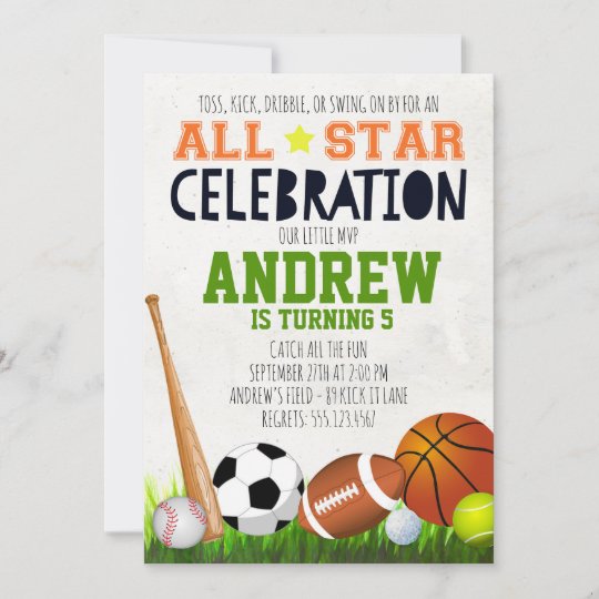 Invitation A L Anniversaire De Tous Les Sports Sta Zazzle Fr