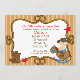 Invitation à l'anniversaire de Western Little Cowb
