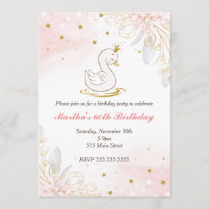 Invitation à l'anniversaire des adultes cygne flor