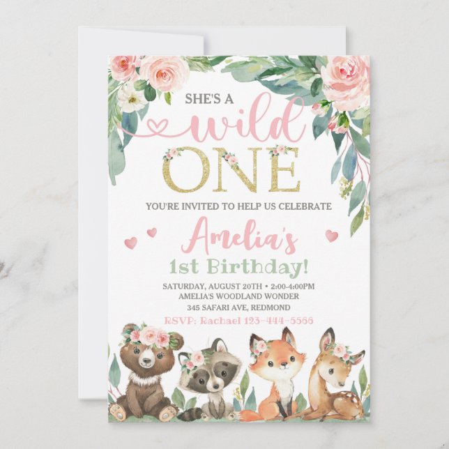 Invitation à l'anniversaire des bois Wild One Invi (Devant)