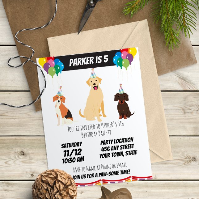 Invitation à l'anniversaire des chiots (Créateur téléchargé)