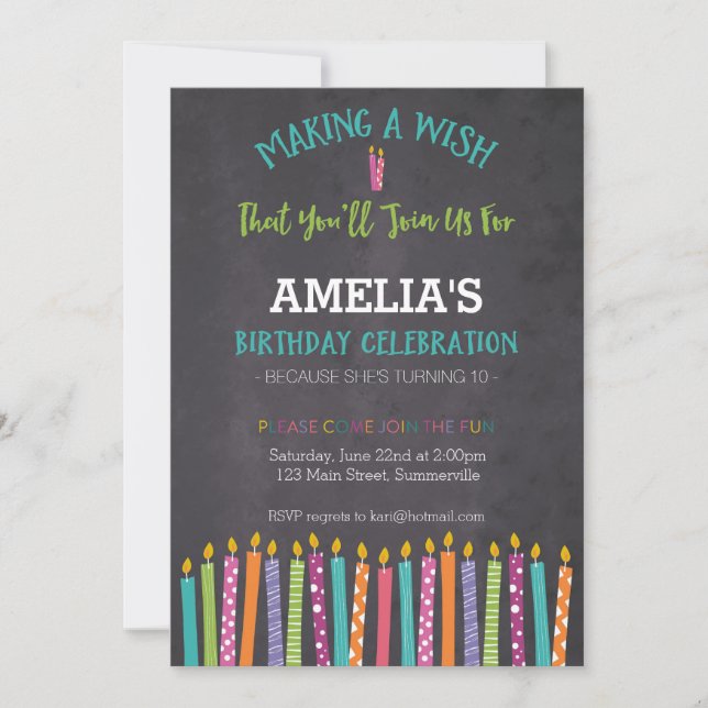 Invitation à l'anniversaire des enfants (bougies) (Devant)