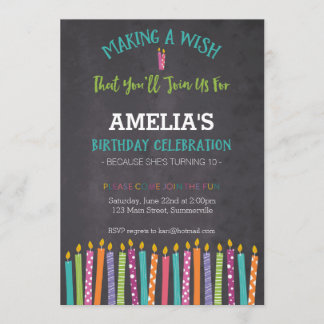 Invitation à l'anniversaire des enfants (bougies)