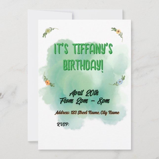 Invitation à l'anniversaire des fleurs et des papi (Dos)