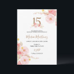 Invitation à l'anniversaire des fleurs roses Roses<br><div class="desc">Fleurs roses d'or Rose Blish 15e anniversaire,  Quinceanera Mis Quince Anos,  15e anniversaire,  16e anniversaire, </div>