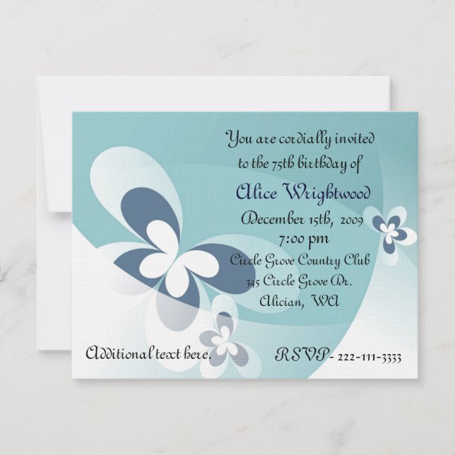 Invitation à l'anniversaire des papillons Abstrait (Devant)