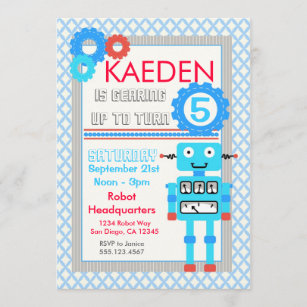 Invitations Robot Anniversaires Zazzle Fr