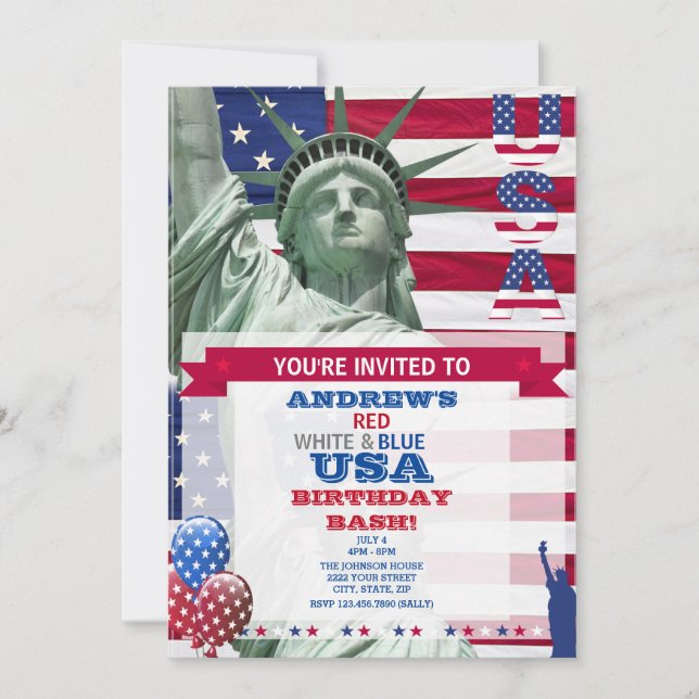 Invitation à l'anniversaire des USA (Devant)