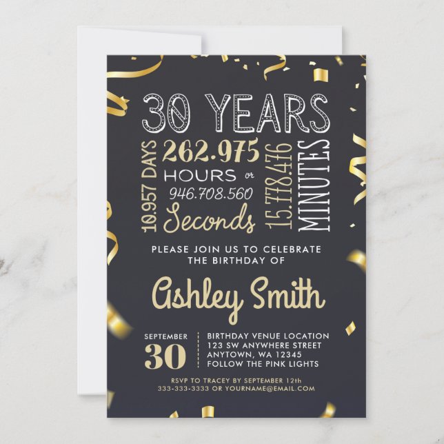 Invitation à l'anniversaire du 30e anniversaire -  (Devant)