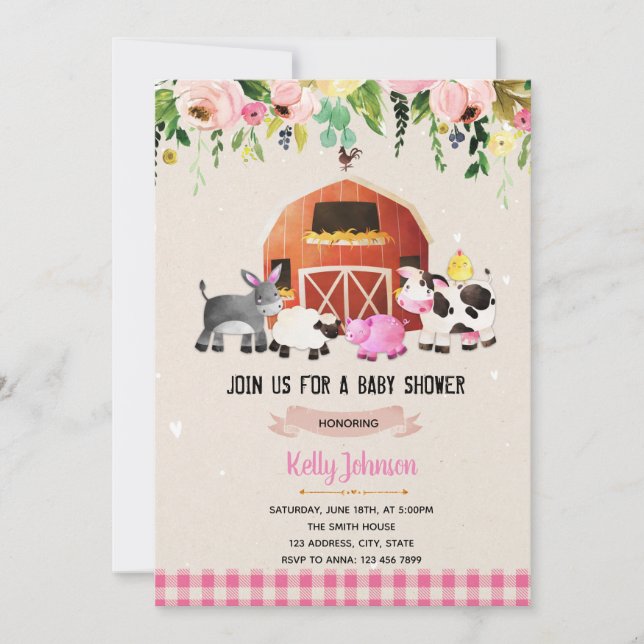 Invitation à l'anniversaire du baby shower agricol (Devant)