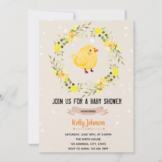 Invitation à l'anniversaire du baby shower de pous (Devant)