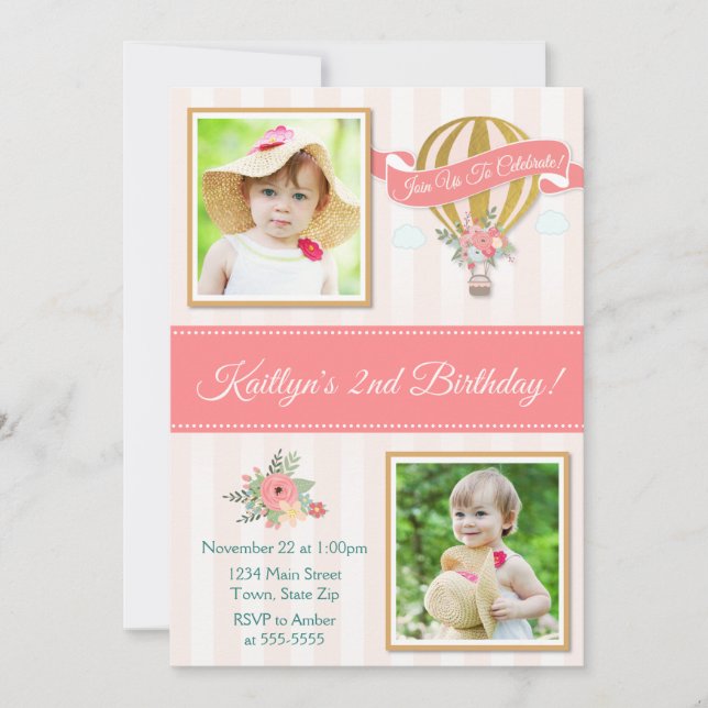 Invitation à l'anniversaire du ballon d'air chaud, (Devant)