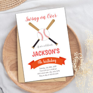Invitation à l'anniversaire du baseball rouge et B