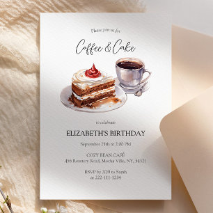 Invitation à l'anniversaire du café et du gâteau