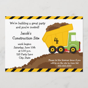 Invitations Faire Part Cartes Anniversaire Camion Construction Zazzle Fr