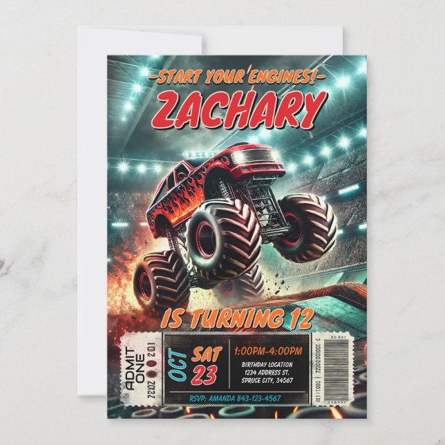 Invitation à l'anniversaire du Camion Monster (Devant)